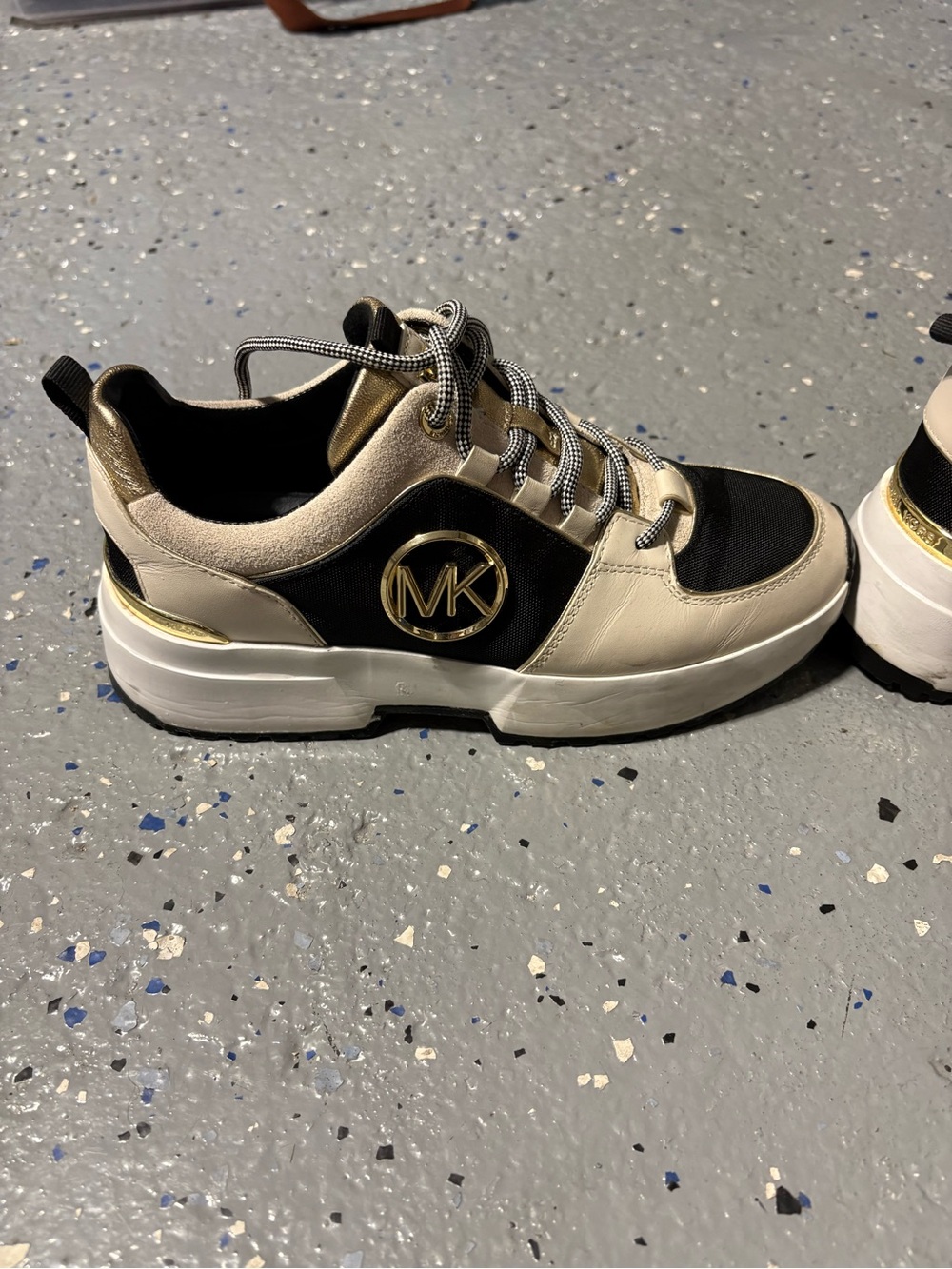Michael Kors Womans Black, Cream & Gold MK logo, Cosmo Trainer